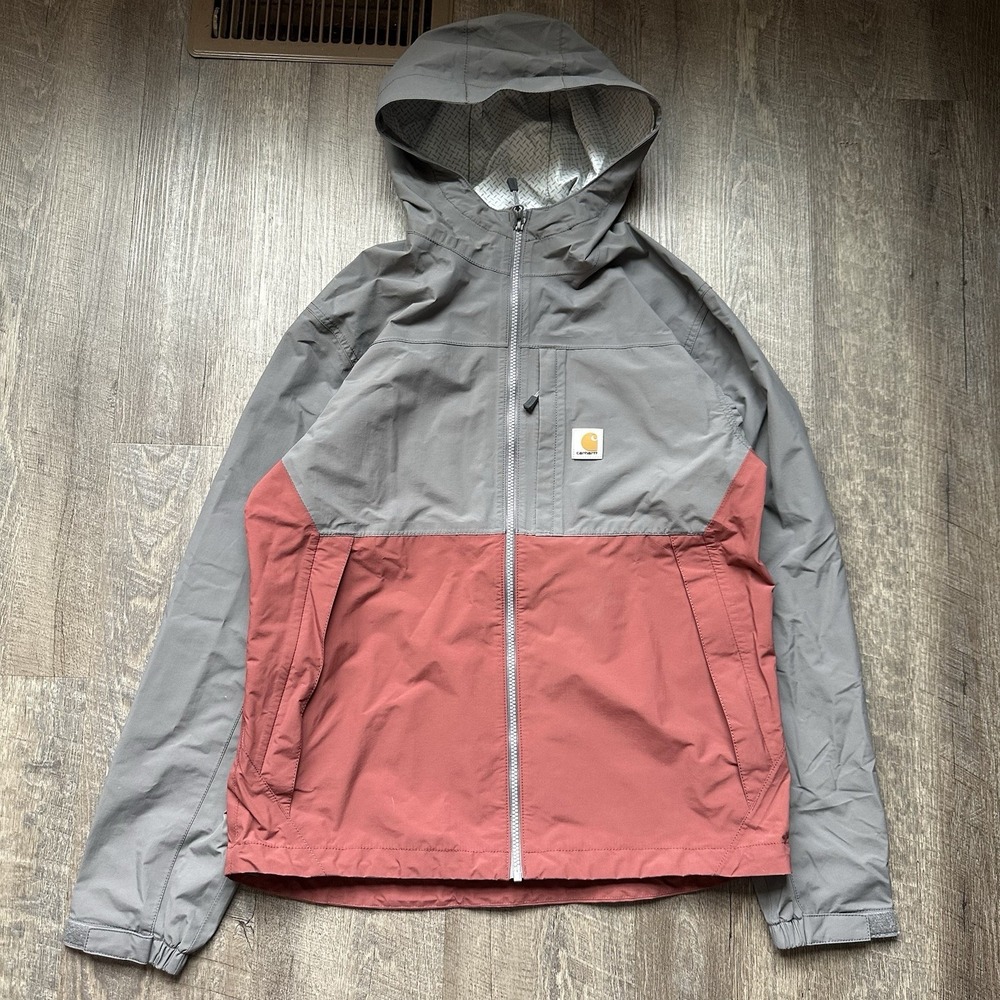 Carhartt Storm Defender Jacket Mens Size M Gray Hooded Waterproof Coat EXC++++++